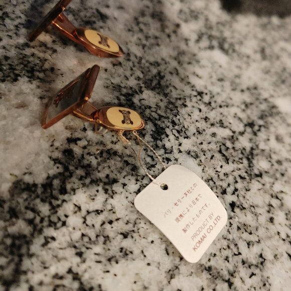 CELINE Paris Cufflinks Gold Plated, Arc de Triomphe on back. Made in Japan. - Picture 4 of 16